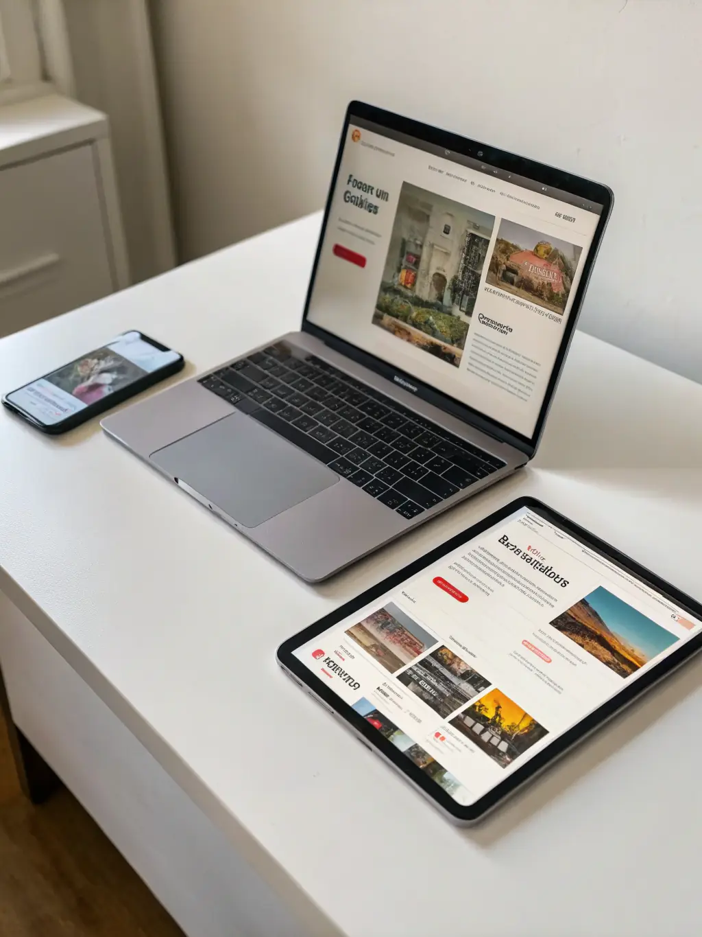 A sleek, modern website displayed on various devices, highlighting responsiveness and design quality. The website showcases a clean layout, intuitive navigation, and engaging content, reflecting the high standards of SableWorksDG.com's web development services.